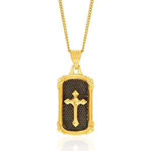 9ct Yellow Gold Cross On Square Medallion Pendant Shiels