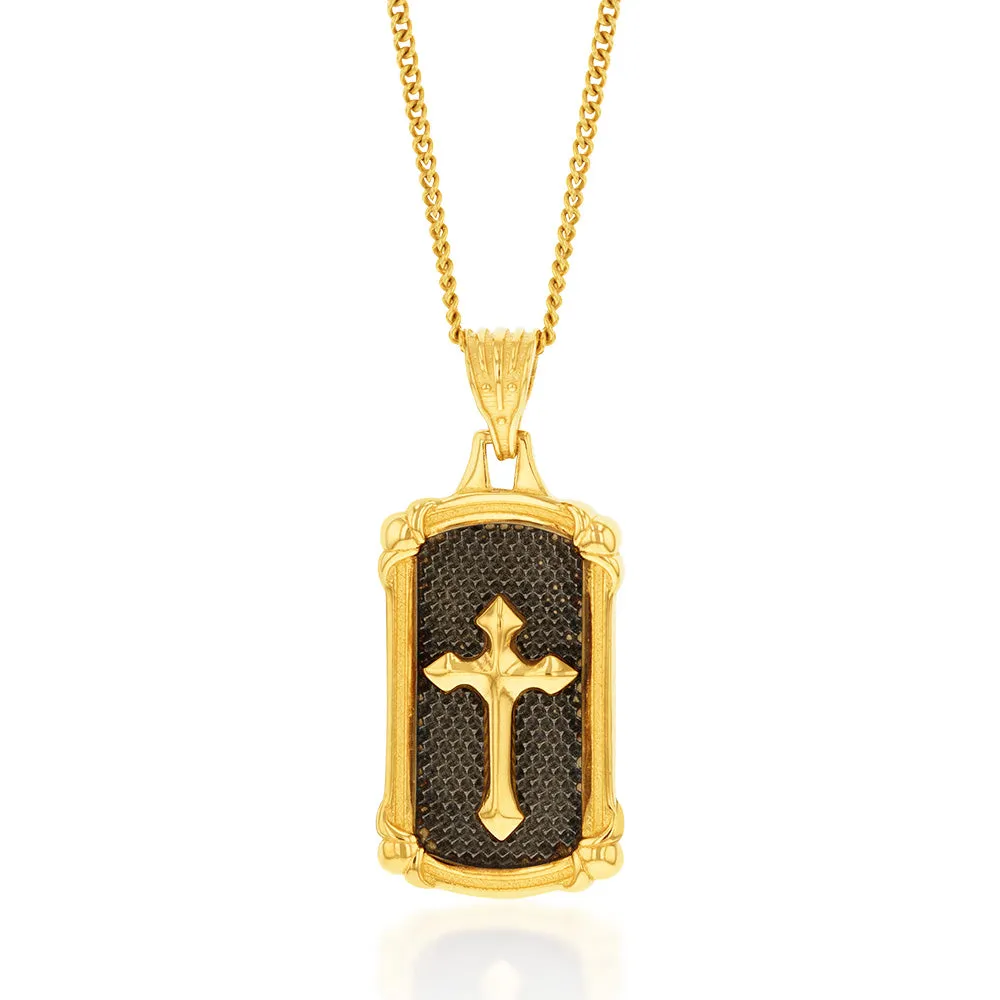 9ct Yellow Gold Cross On Square Medallion Pendant Shiels