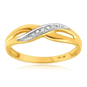 9ct Yellow Gold Crossover Diamond Ring Shiels
