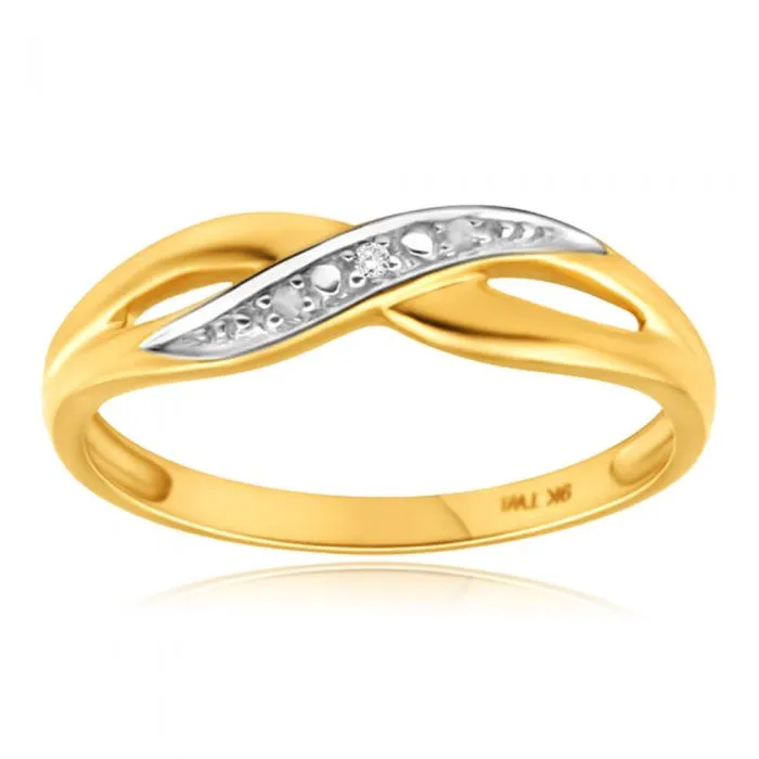 9ct Yellow Gold Crossover Diamond Ring Shiels