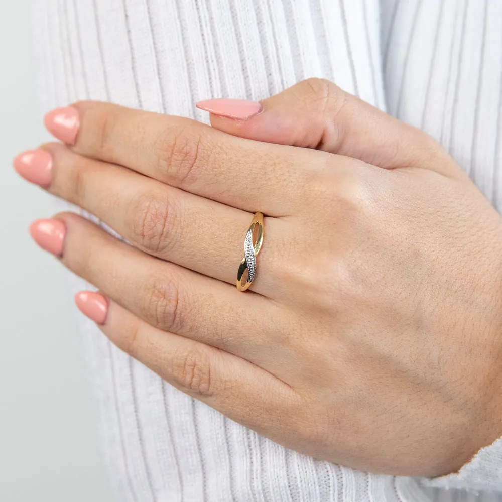 9ct Yellow Gold Crossover Diamond Ring Shiels