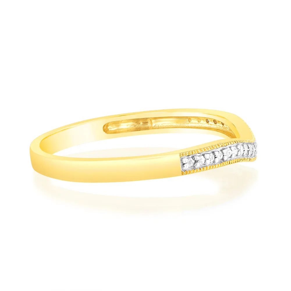 9ct Yellow Gold Curved Eternity Band with 18 Brilliant Cut Diamonds Shiels