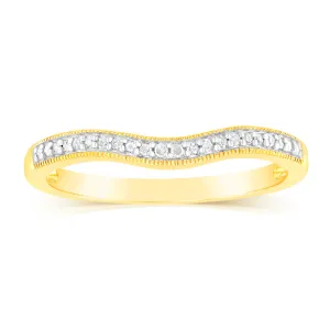 9ct Yellow Gold Curved Eternity Band with 18 Brilliant Cut Diamonds Shiels