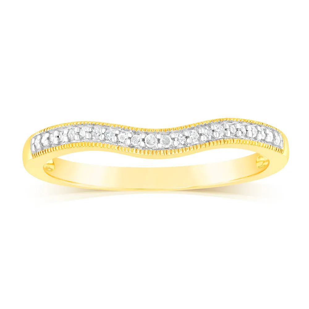 9ct Yellow Gold Curved Eternity Band with 18 Brilliant Cut Diamonds Shiels