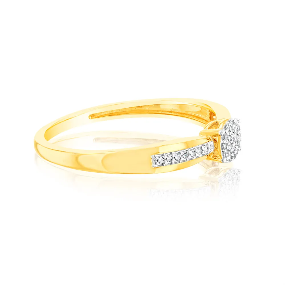 9ct Yellow Gold Diamond Cluster Ring with 33 Brilliant Cut Diamonds Shiels