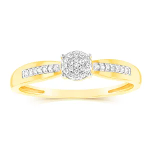 9ct Yellow Gold Diamond Cluster Ring with 33 Brilliant Cut Diamonds Shiels