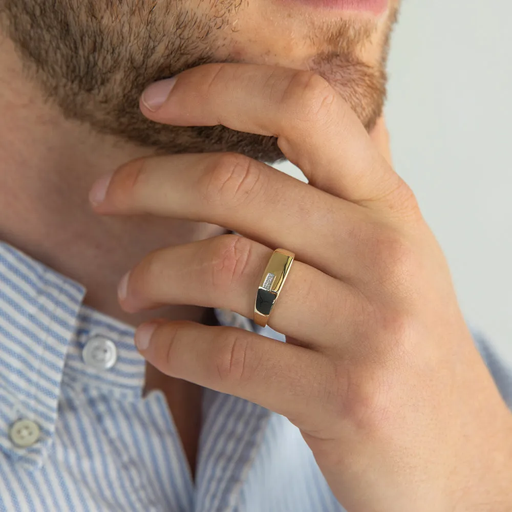 9ct Yellow Gold Diamond Gents Ring Shiels