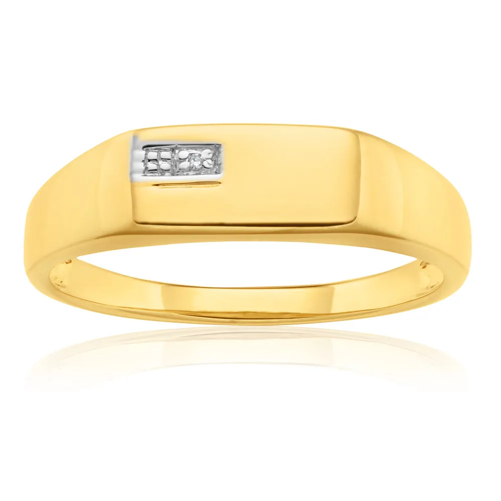 9ct Yellow Gold Diamond Gents Ring Shiels