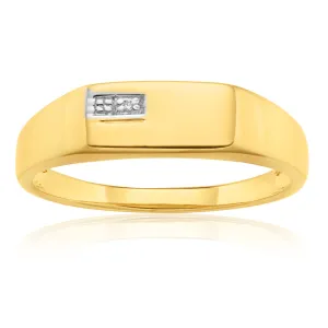 9ct Yellow Gold Diamond Gents Ring Shiels