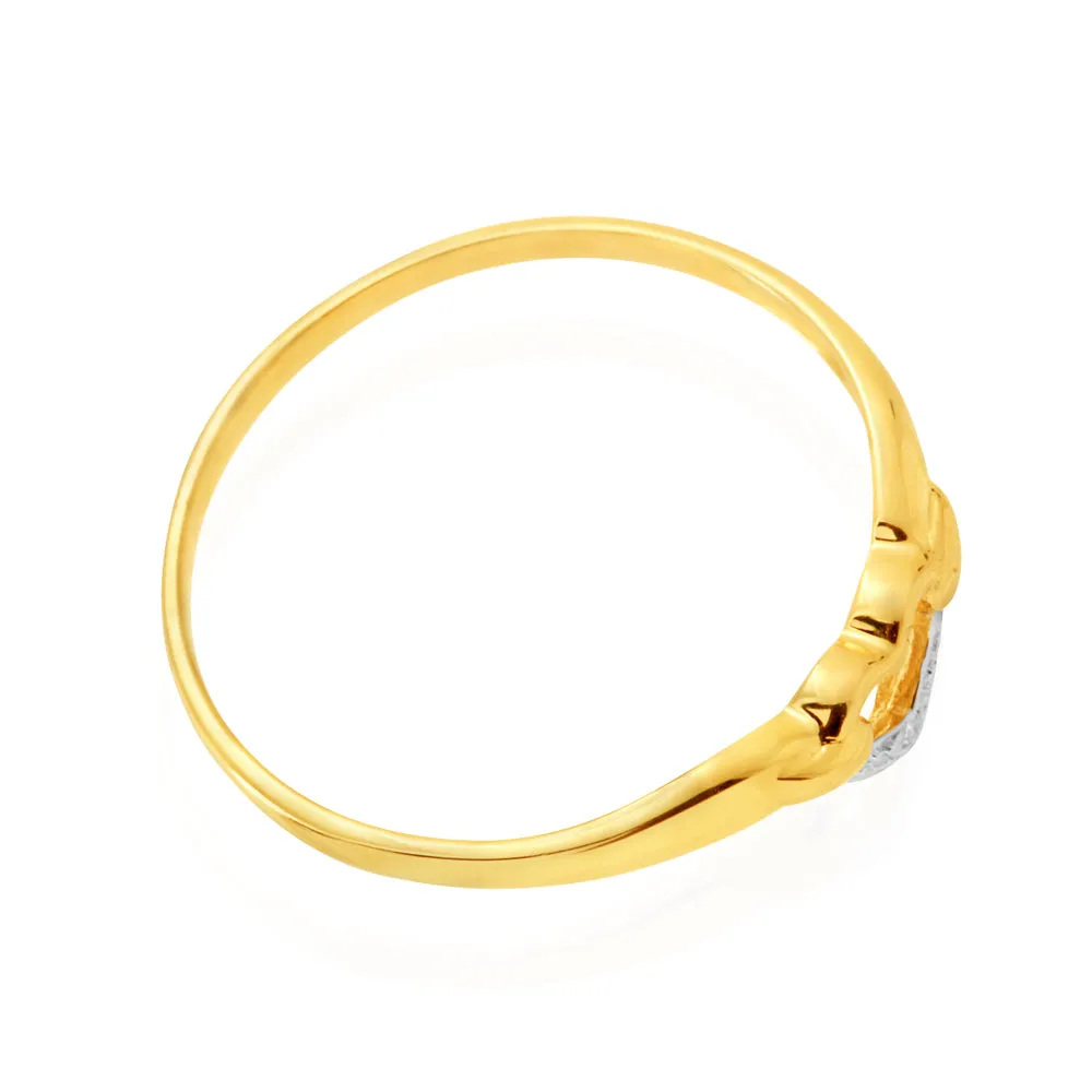 9ct Yellow Gold Diamond Heart Ring with 1 Brilliant Cut Diamond Shiels