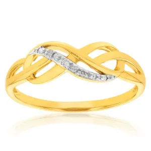 9ct Yellow Gold Diamond Infinity Ring Shiels