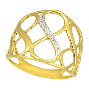 9ct Yellow  Gold Diamond Infinity Ring with 13 Brilliant Diamonds Shiels