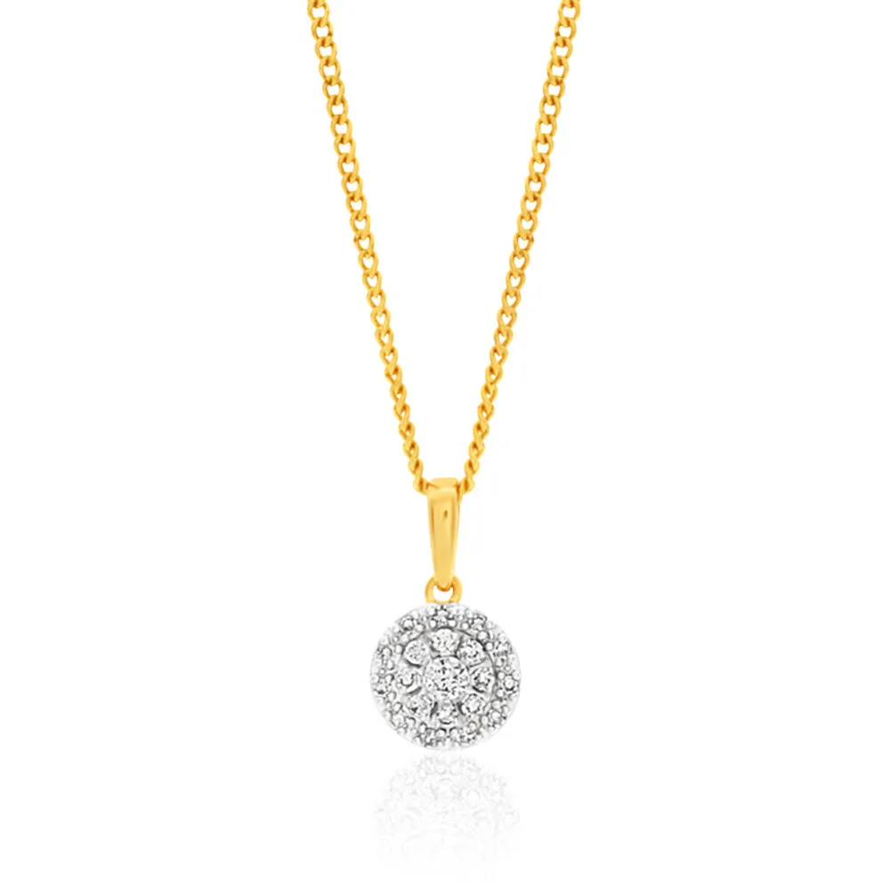 9ct Yellow Gold Diamond Pendant Set with 1/5 Carat of 20 Brilliant Diamonds Shiels