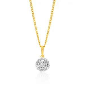 9ct Yellow Gold Diamond Pendant Set with 1/5 Carat of 20 Brilliant Diamonds Shiels