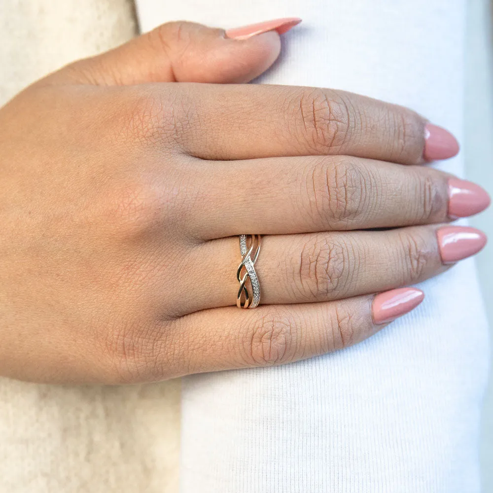 9ct Yellow Gold Diamond Plait Ring Shiels