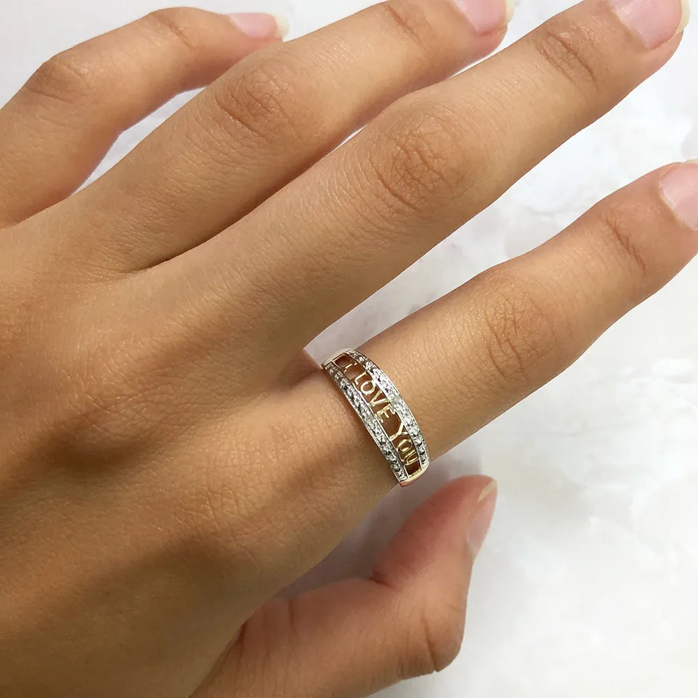 9ct Yellow Gold Diamond "I LOVE YOU" Ring Shiels