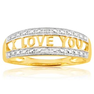 9ct Yellow Gold Diamond "I LOVE YOU" Ring Shiels