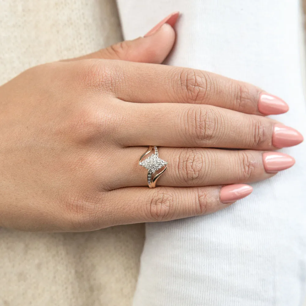 9ct Yellow Gold Diamond Ring Set with 15 Brilliant Cut Diamonds Shiels