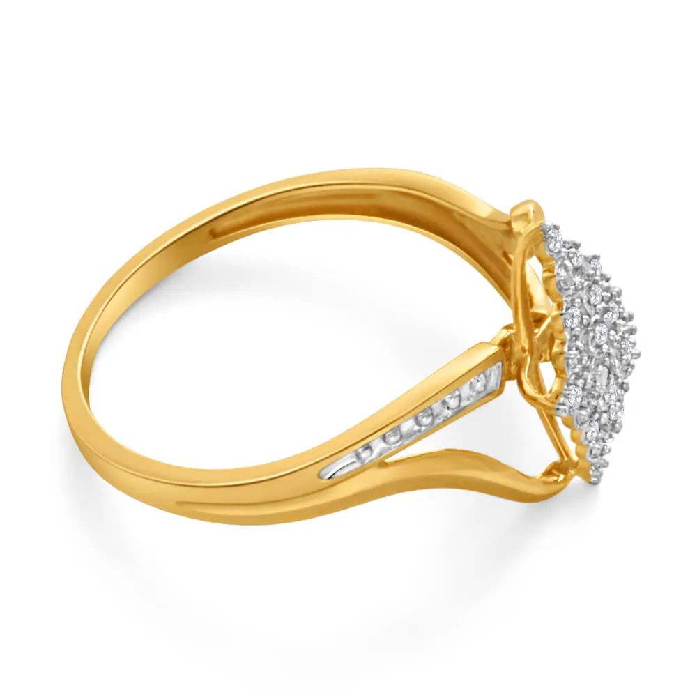 9ct Yellow Gold Diamond Ring Set with 15 Brilliant Cut Diamonds Shiels