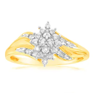 9ct Yellow Gold Diamond Ring Set With 16 Brilliant Cut Diamonds Shiels