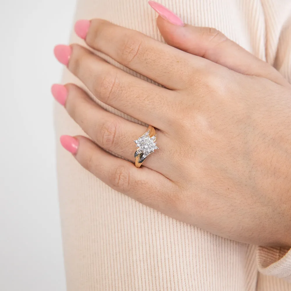 9ct Yellow Gold Diamond Ring Set With 16 Brilliant Cut Diamonds Shiels