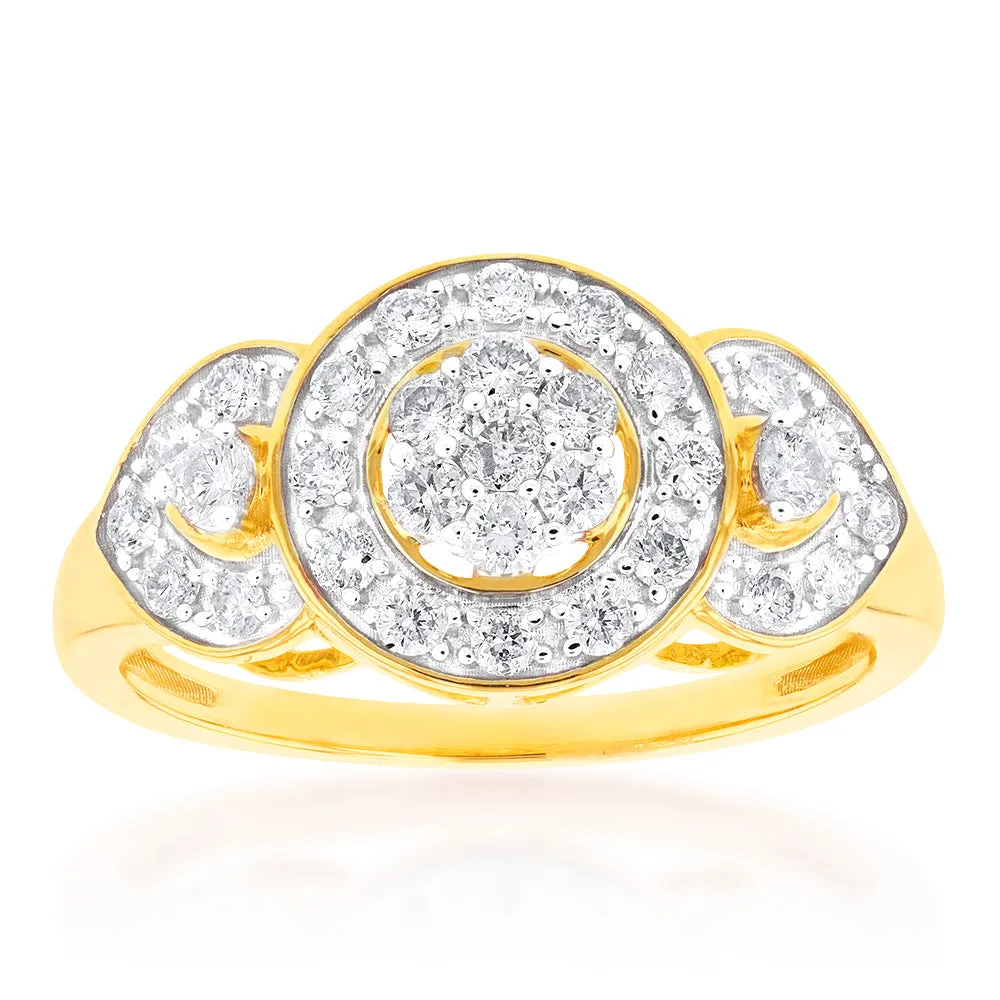 9ct Yellow Gold Diamond Ring Set With 31 Brilliant Cut Diamonds Shiels