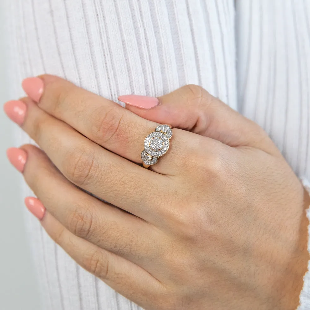9ct Yellow Gold Diamond Ring Set With 31 Brilliant Cut Diamonds Shiels
