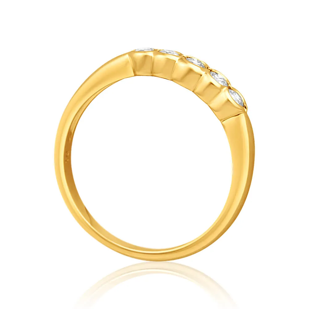 9ct Yellow Gold Diamond Ring Set with 5 Brilliant Diamonds Shiels