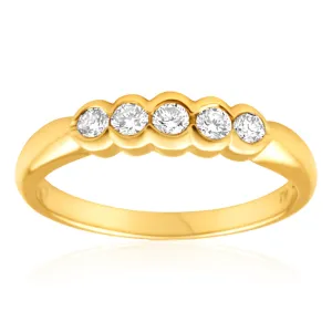9ct Yellow Gold Diamond Ring Set with 5 Brilliant Diamonds Shiels