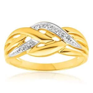 9ct Yellow Gold Diamond Ring  Set with 5 Brilliant Diamonds Shiels
