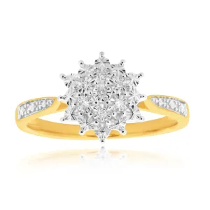 9ct Yellow Gold Diamond Ring Set With 7 Round Diamonds Shiels