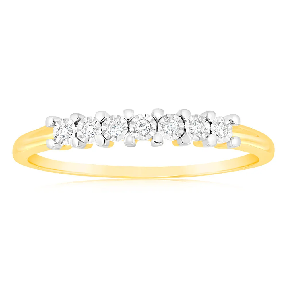 9ct Yellow Gold Diamond Ring Set With 7 Stunning Diamonds Shiels