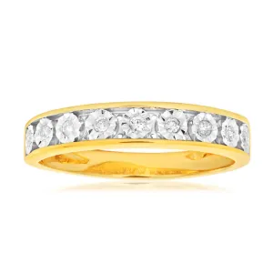 9ct Yellow Gold Diamond Ring Set with 9 Stunning Brilliant Diamonds Shiels