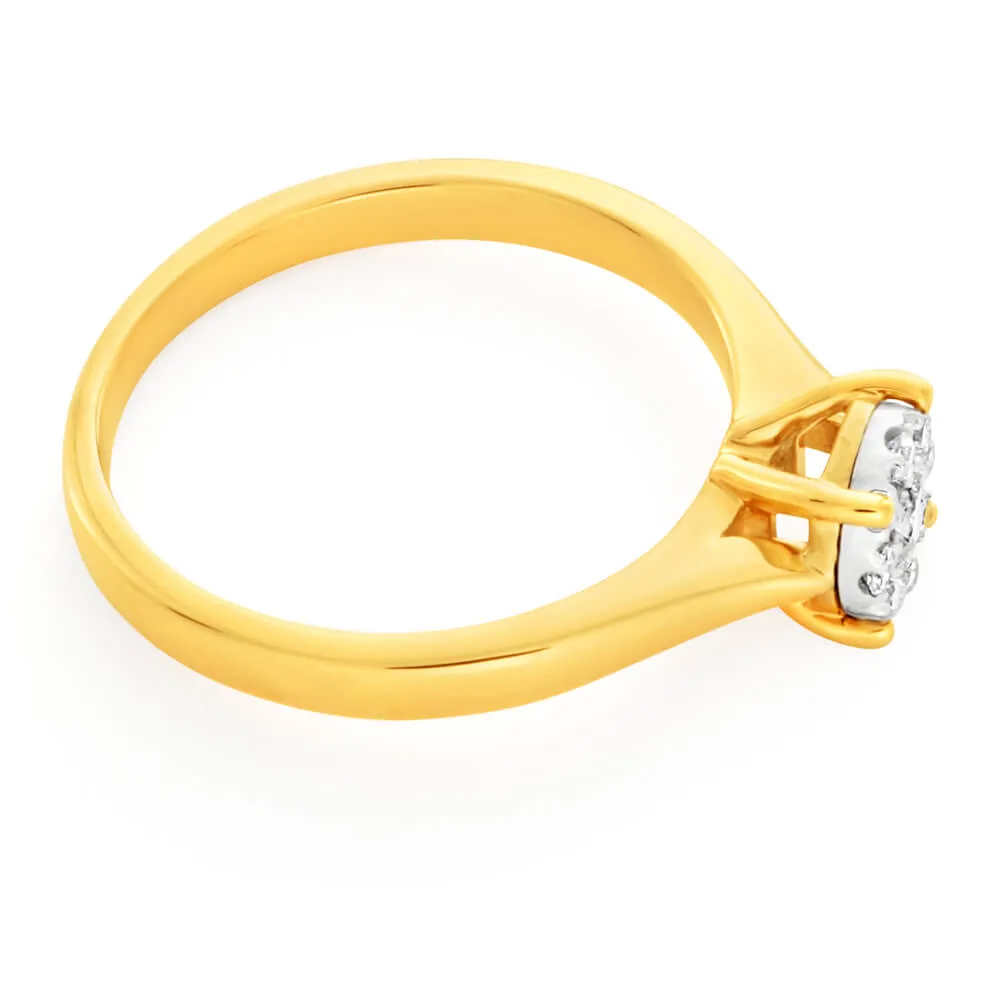 9ct Yellow Gold Diamond Ring Set with 9 Stunning Diamonds Shiels