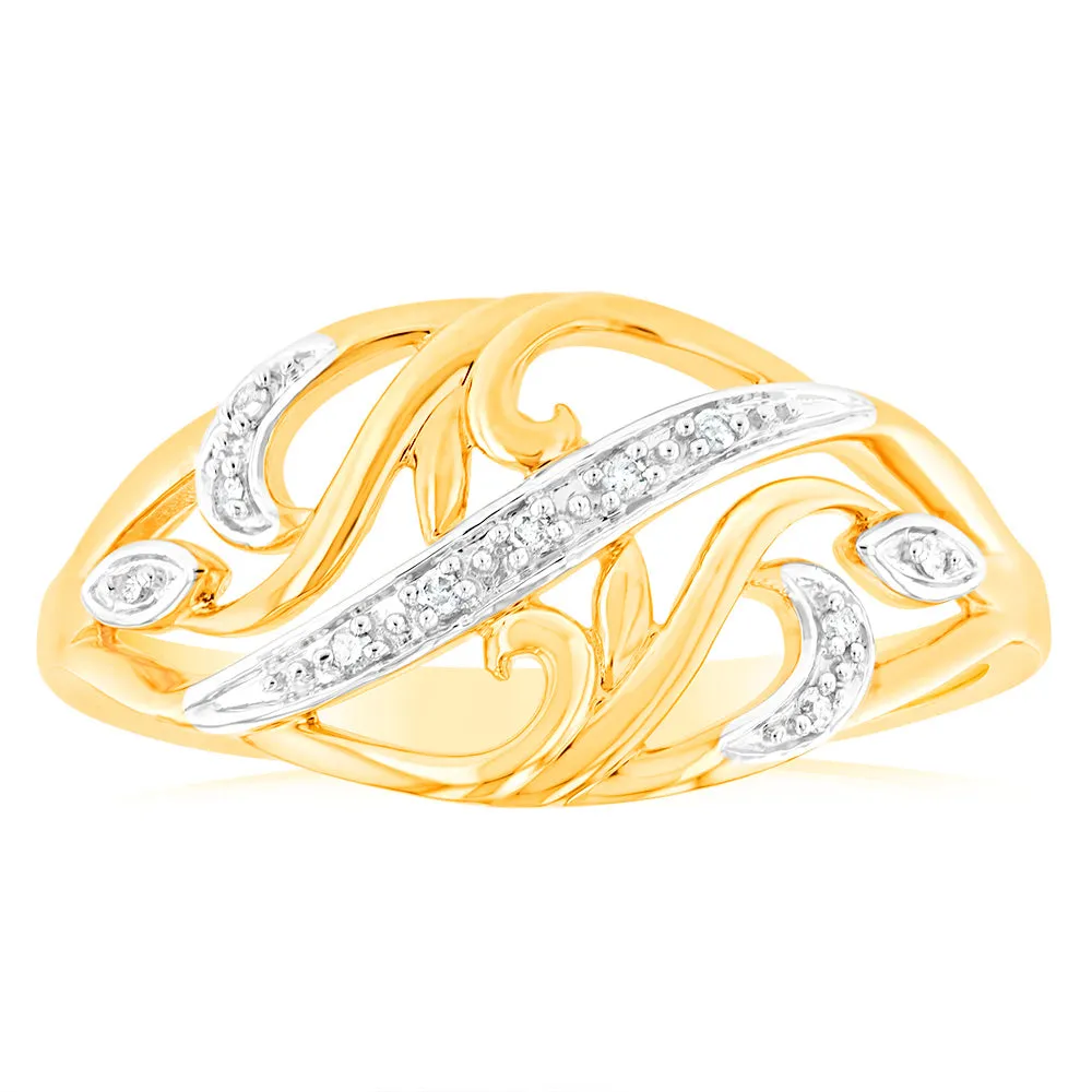 9ct Yellow Gold Diamond Ring with 11 Brilliant Cut Diamonds Shiels