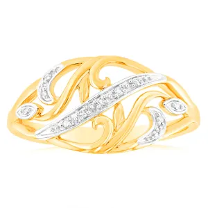 9ct Yellow Gold Diamond Ring with 11 Brilliant Cut Diamonds Shiels