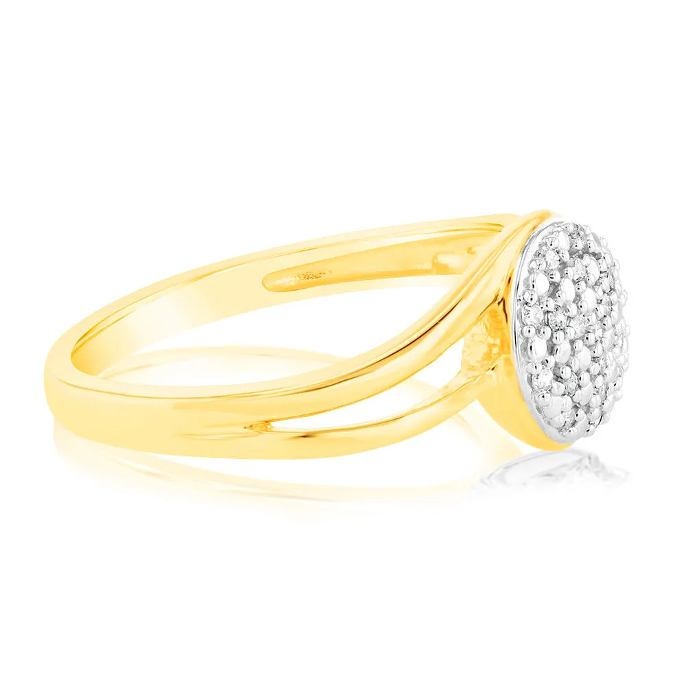 9ct Yellow Gold Diamond Ring with 19 Brilliant Cut Diamonds Shiels