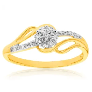 9ct Yellow Gold Diamond Ring with 6 Brilliant Diamonds Shiels