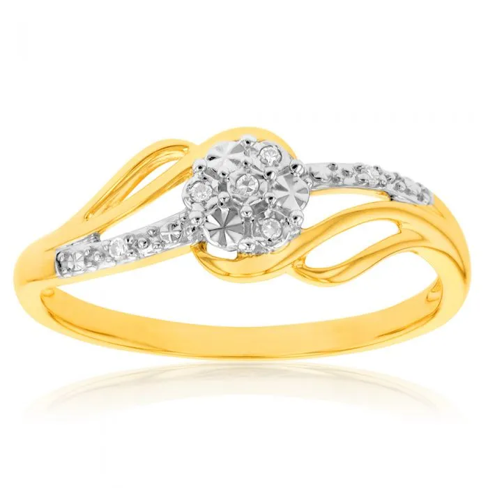 9ct Yellow Gold Diamond Ring with 6 Brilliant Diamonds Shiels