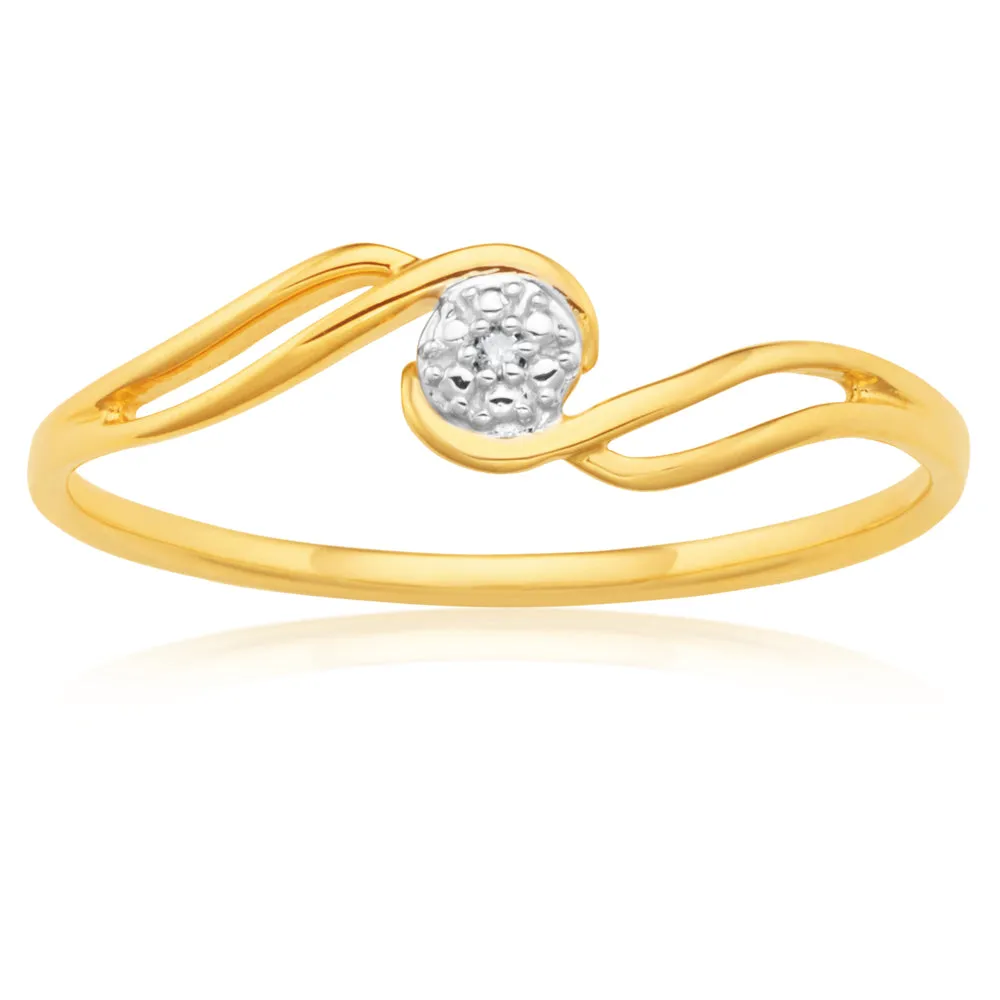 9ct Yellow Gold Diamond Swirl Ring Shiels
