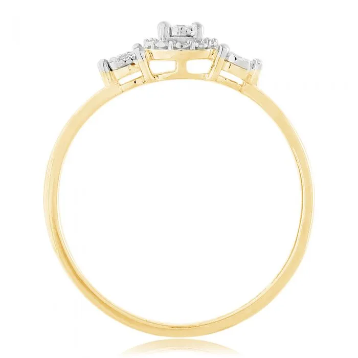 9ct Yellow Gold Diamond Trilogy Ring with 3 Brilliant Diamonds in Disc Setting Shiels