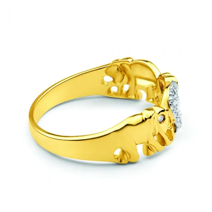 9ct Yellow Gold Elephant Diamond Ring - Elephants Symbolise Good Luck Shiels
