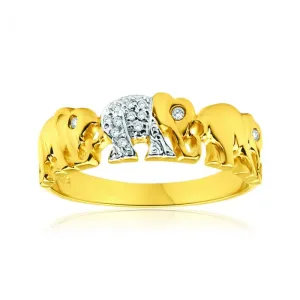 9ct Yellow Gold Elephant Diamond Ring - Elephants Symbolise Good Luck Shiels