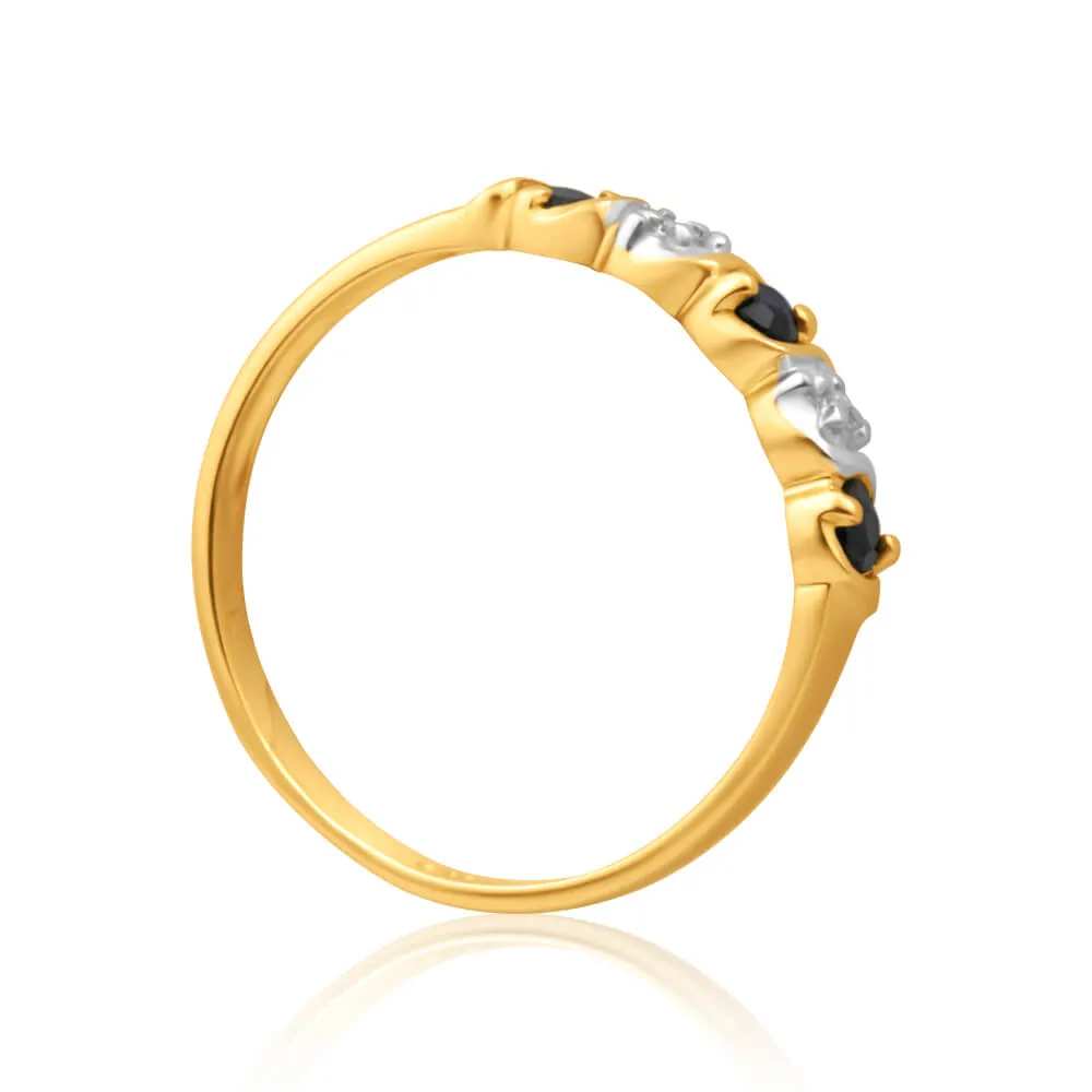 9ct Yellow Gold Exquisite Diamond   Natural Sapphire Ring Shiels