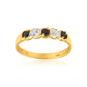 9ct Yellow Gold Exquisite Diamond   Natural Sapphire Ring Shiels