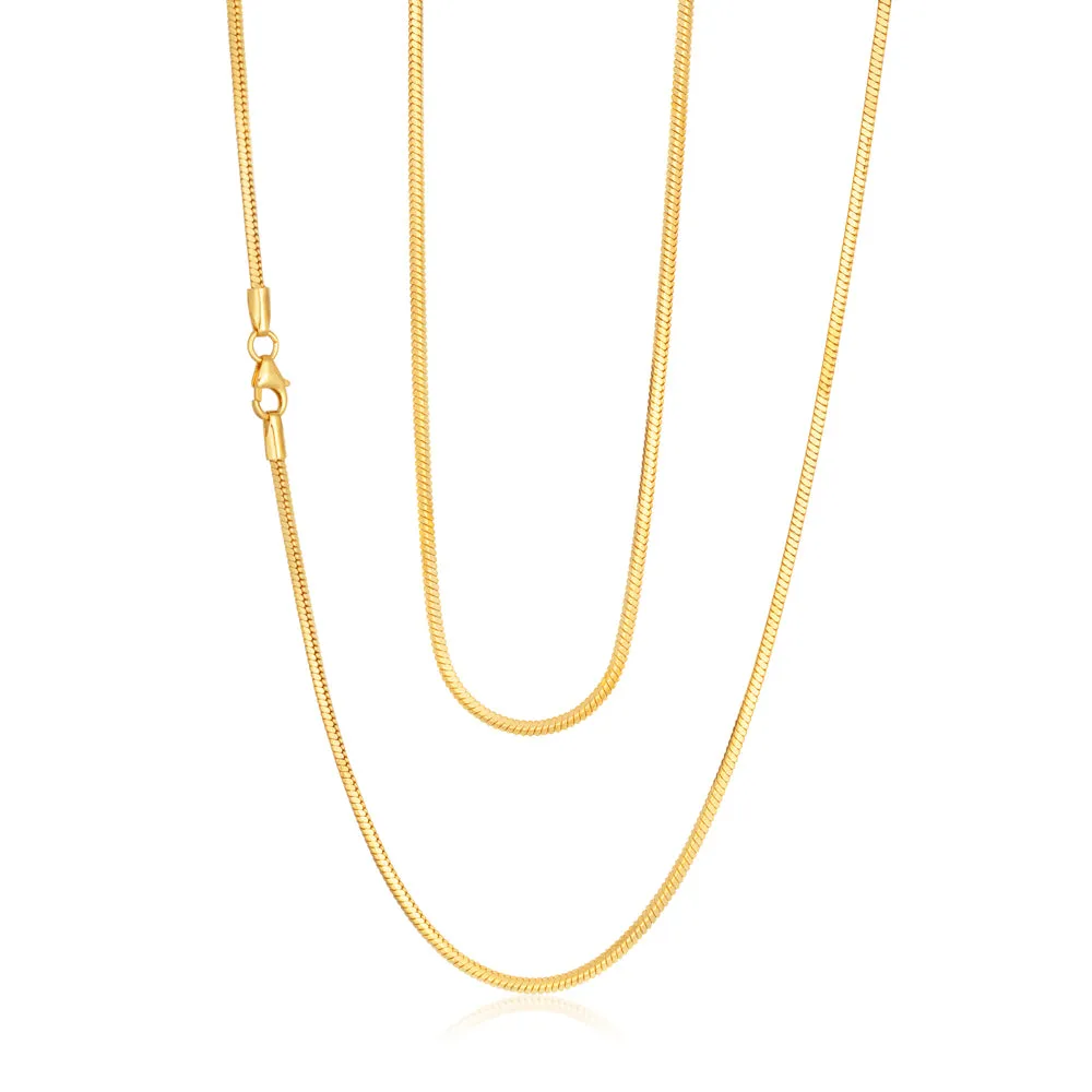 9ct Yellow Gold Filled 55cm Square Snake Chain Shiels