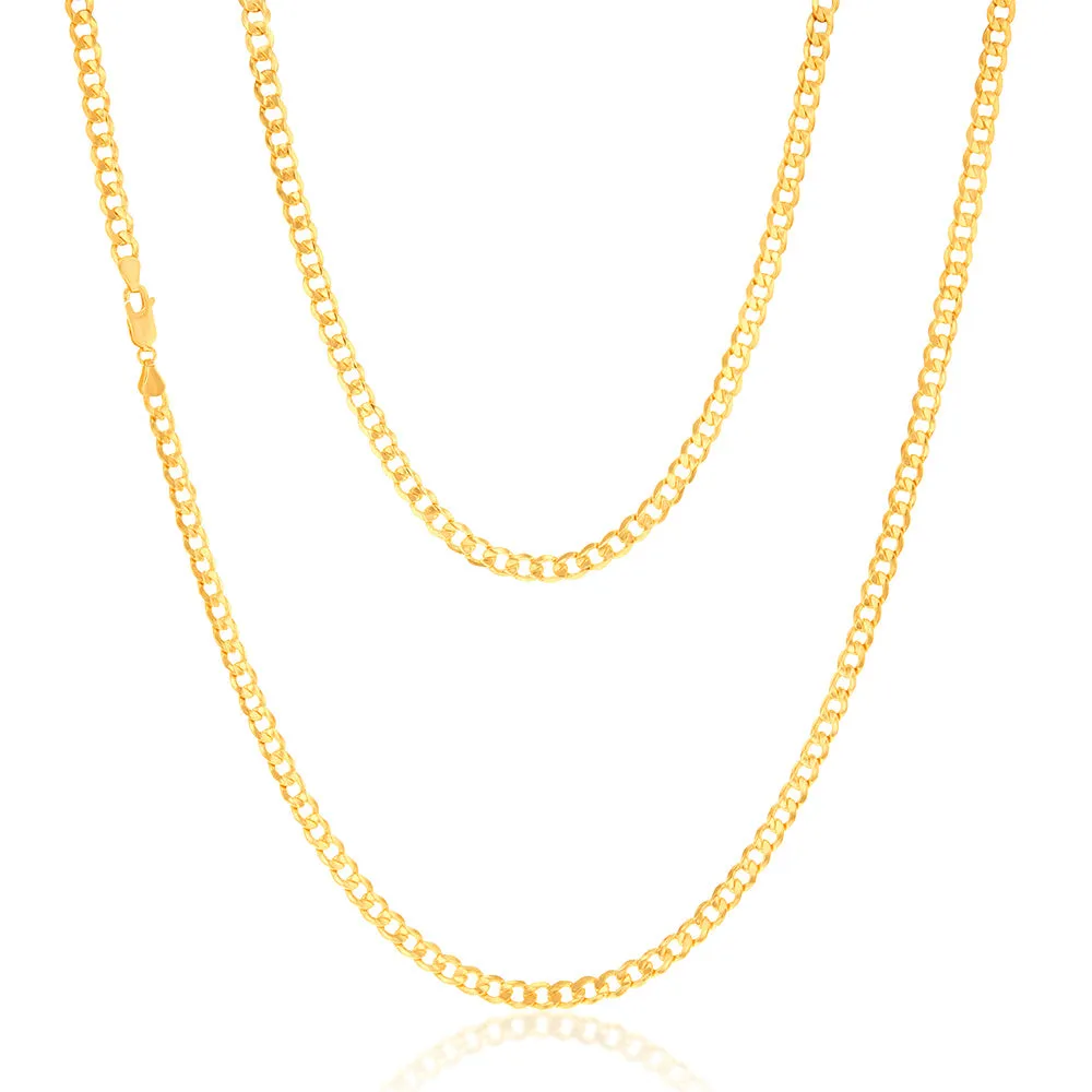 9ct Yellow Gold Filled Bevelled Curb 120 Gauge 70cm Chain Shiels