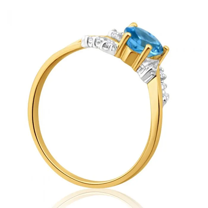 9ct Yellow Gold Heart Blue Topaz   8 Diamond Ring Shiels