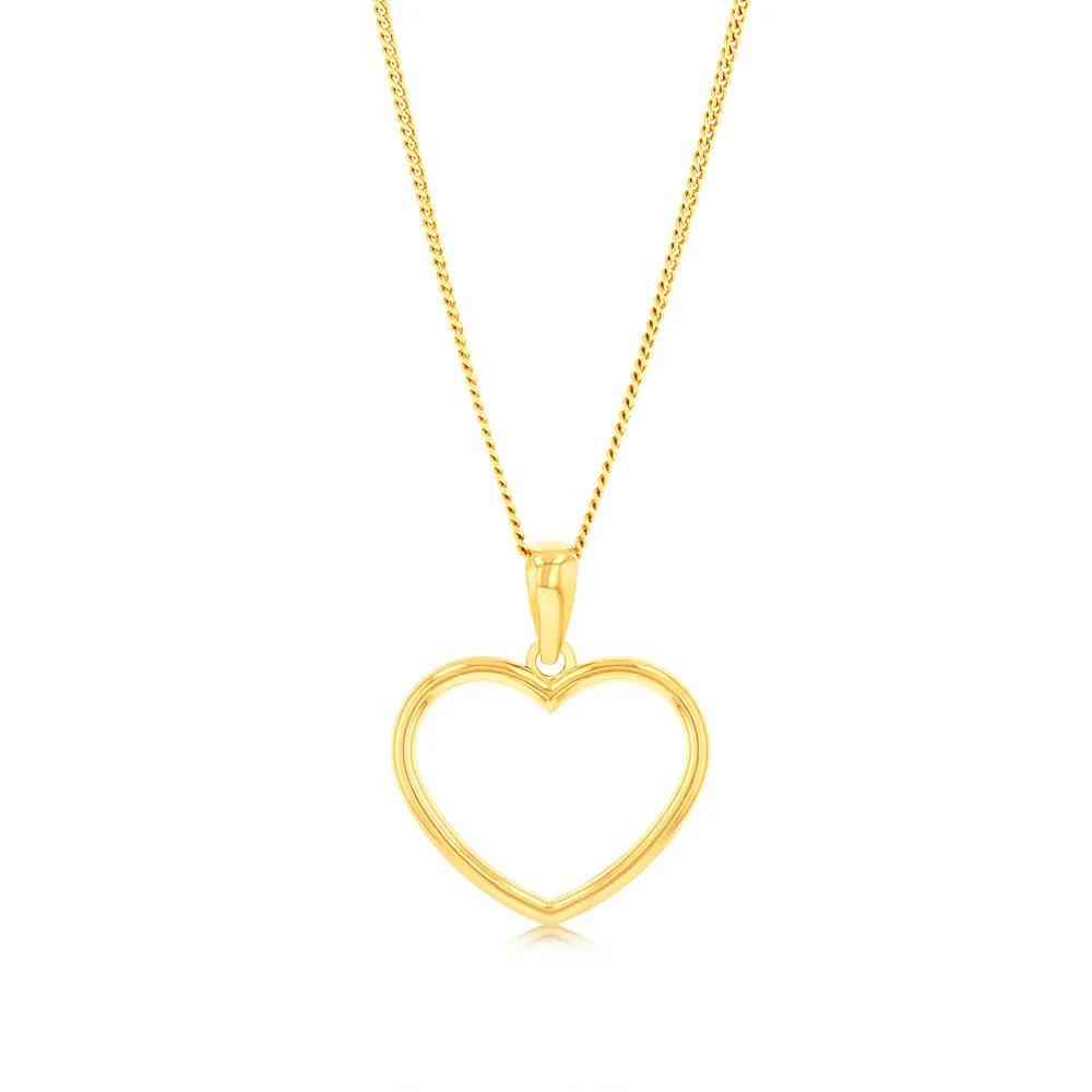9ct Yellow Gold Heart Open Penadant Shiels