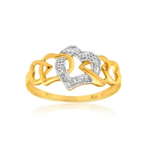 9ct Yellow Gold Heart Shaped Diamond Ring Shiels